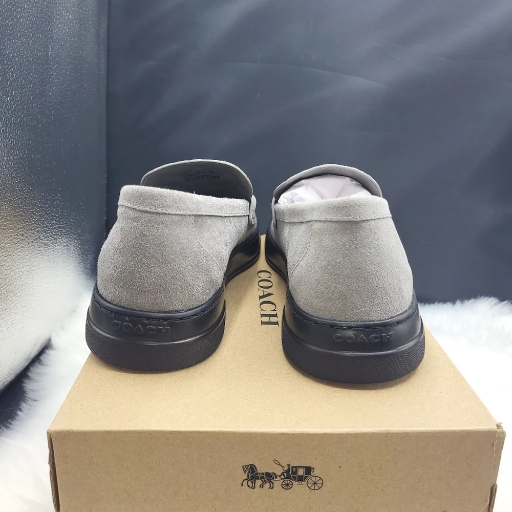Coach Men's Gray Suede Loafers - Picture 5 of 9
